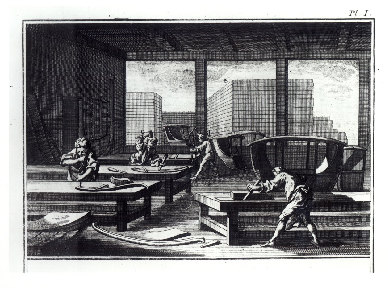 Atelier de menuisier, fabrication de carrosses et de chaises à porteurs, de 