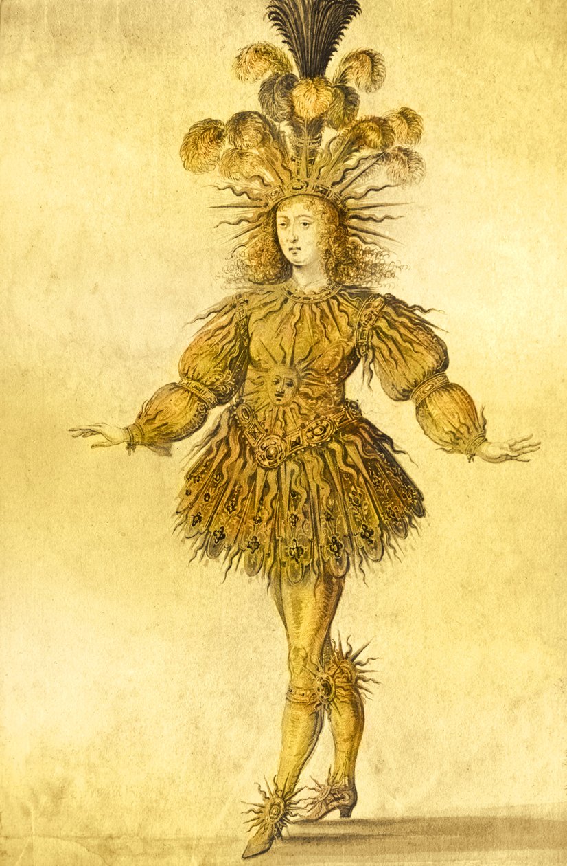 Le roi Louis XIV de France en costume du Roi Soleil dans le ballet 