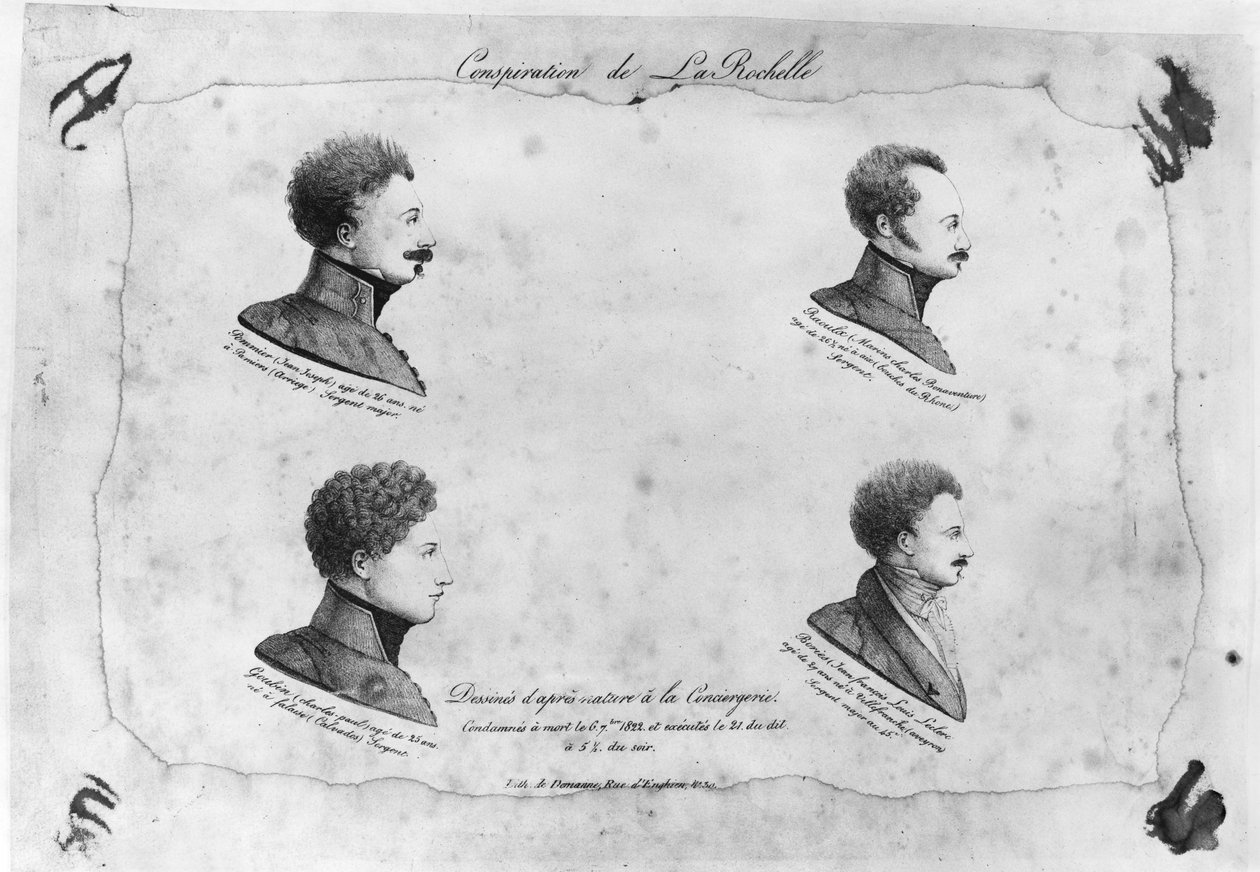Complot de La Rochelle, portraits des quatre sergents, après 1822 - French School