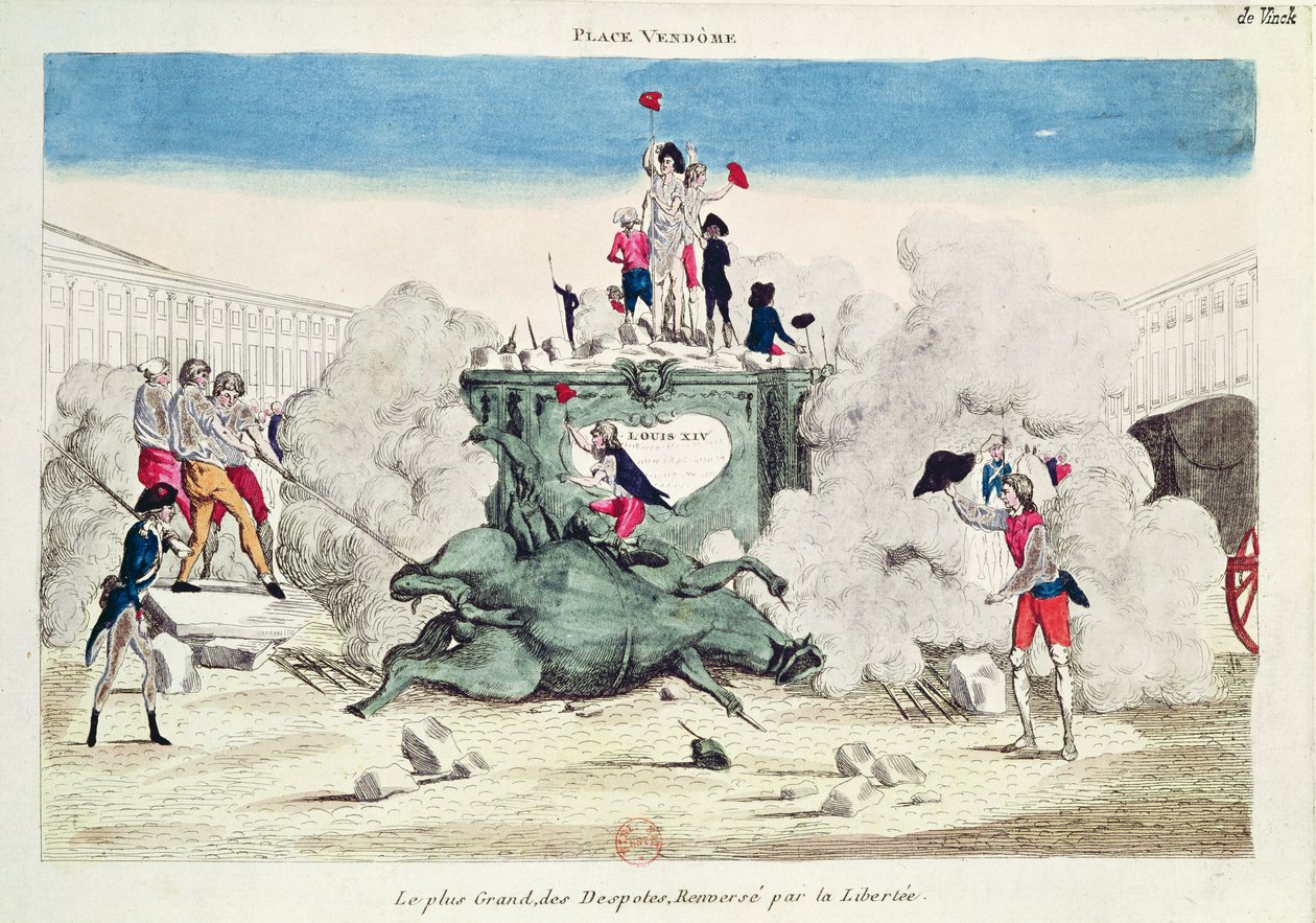 La Liberté renversant la statue du plus grand despote sur la Place Vendôme le 11 août 1792, 1792 - French School