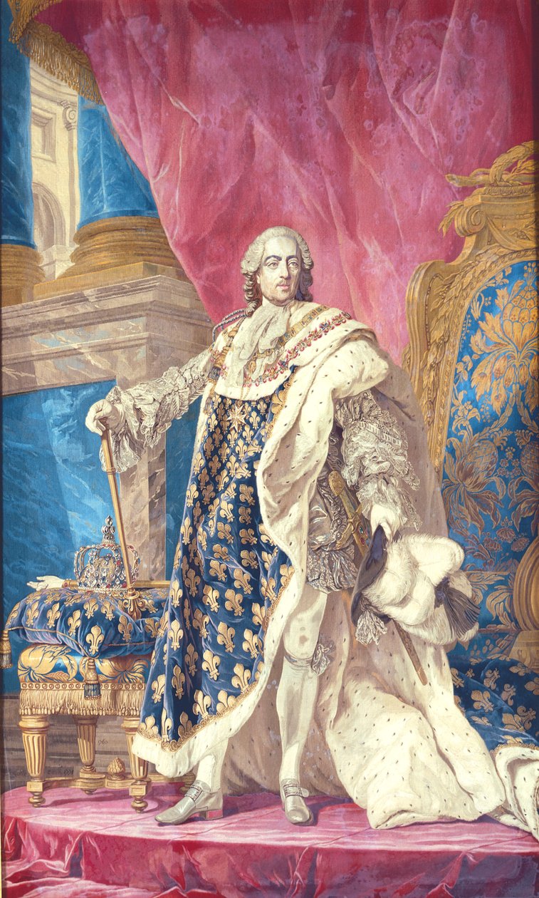 Louis XV (1710-74) en robes de couronnement - French School