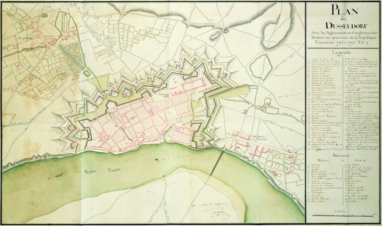 Carte de Düsseldorf, 1797 - French School