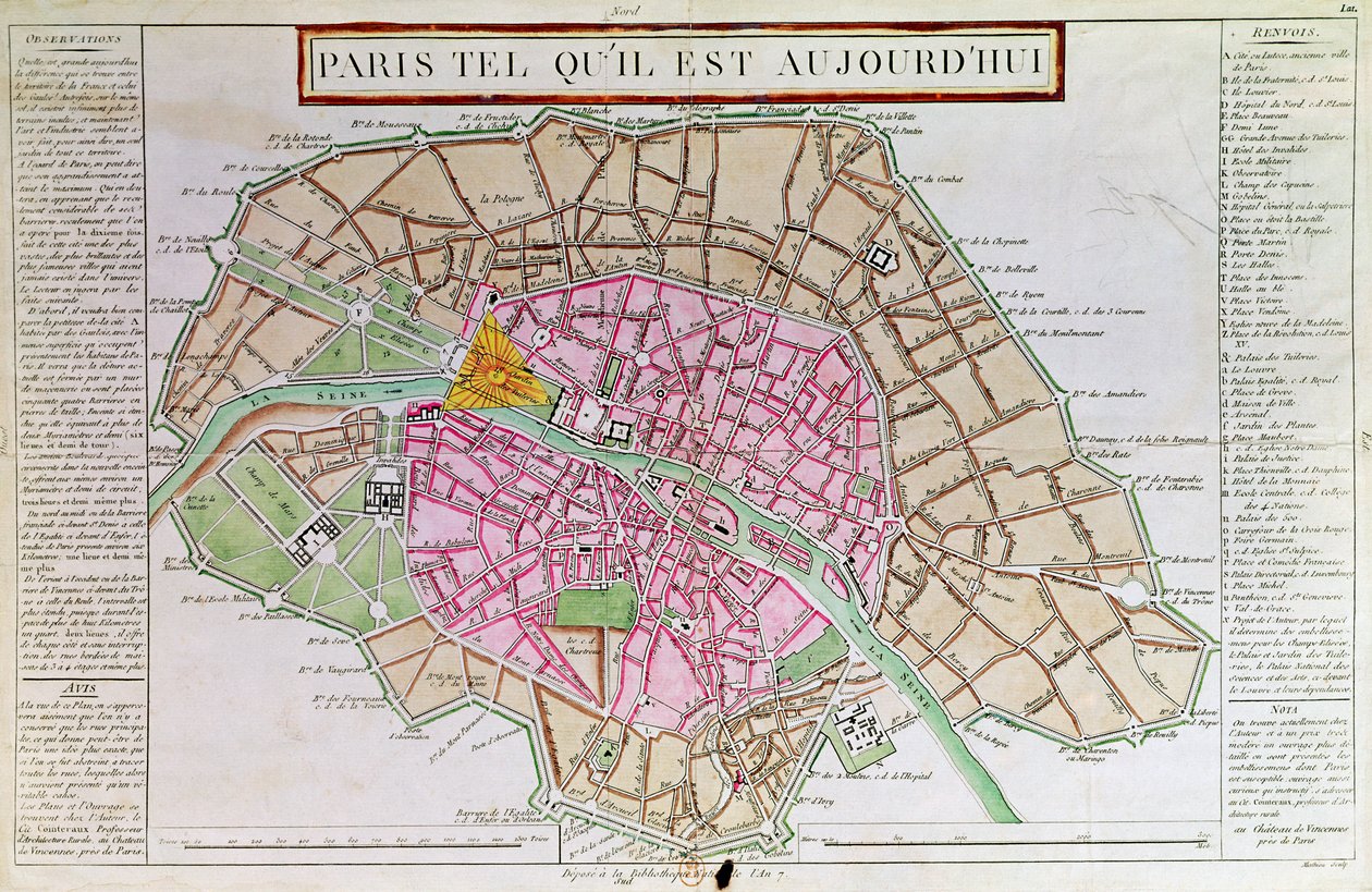 Carte de Paris, juin 1800 - French School