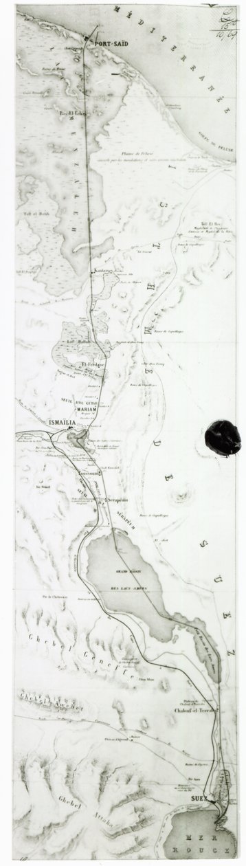 Carte du canal de Suez, c.1869 - French School