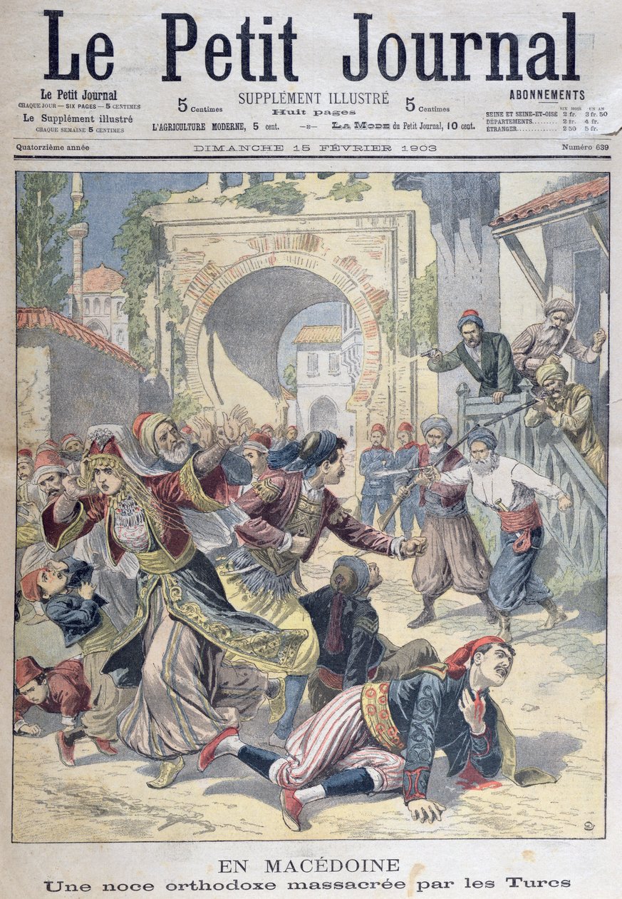 Massacre à un mariage orthodoxe macédonien par les Turcs, de Le Petit Journal, 15 février 1903 - French School