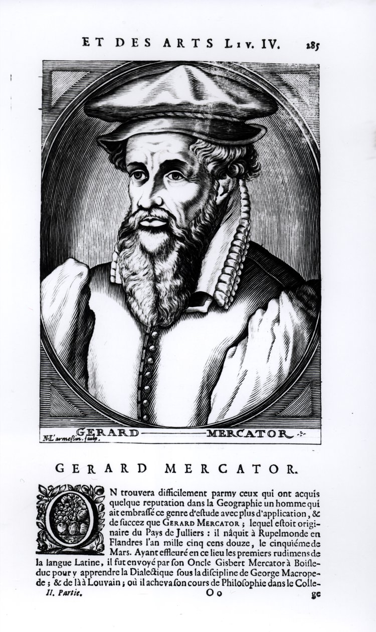 Portrait de Gerard Mercator (1512-94) gravé par Nicolas II de Larmessin (fl. 1654-94) - French School