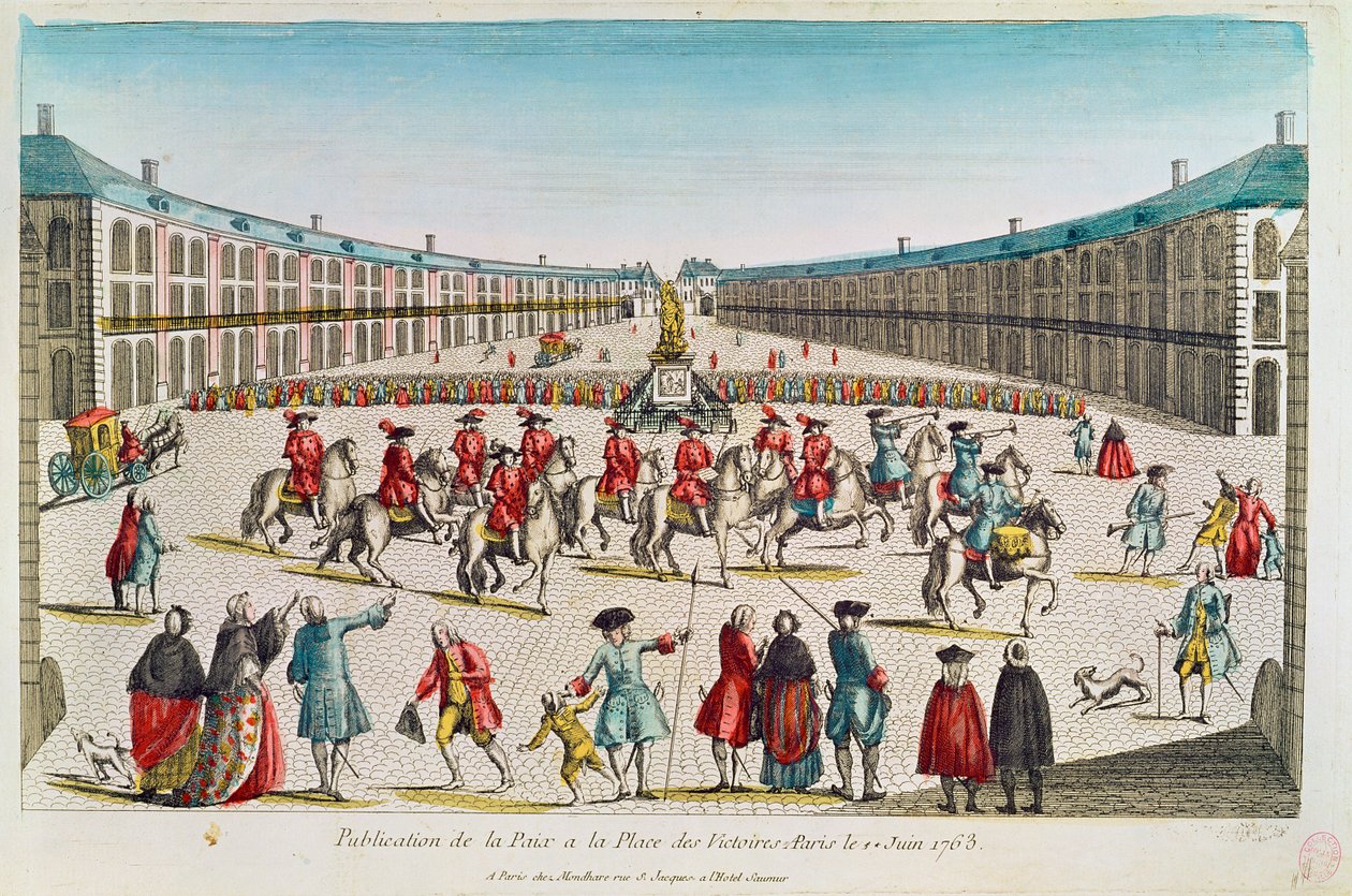 Publication de la paix, Place des Victoires, juin 1763 - French School
