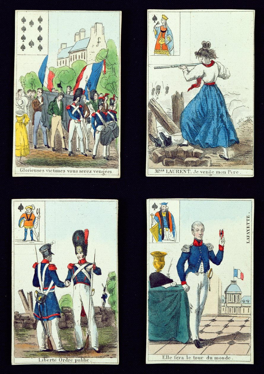 Sélection de cartes à jouer relatives à la Révolution de 1830, 1831 - French School