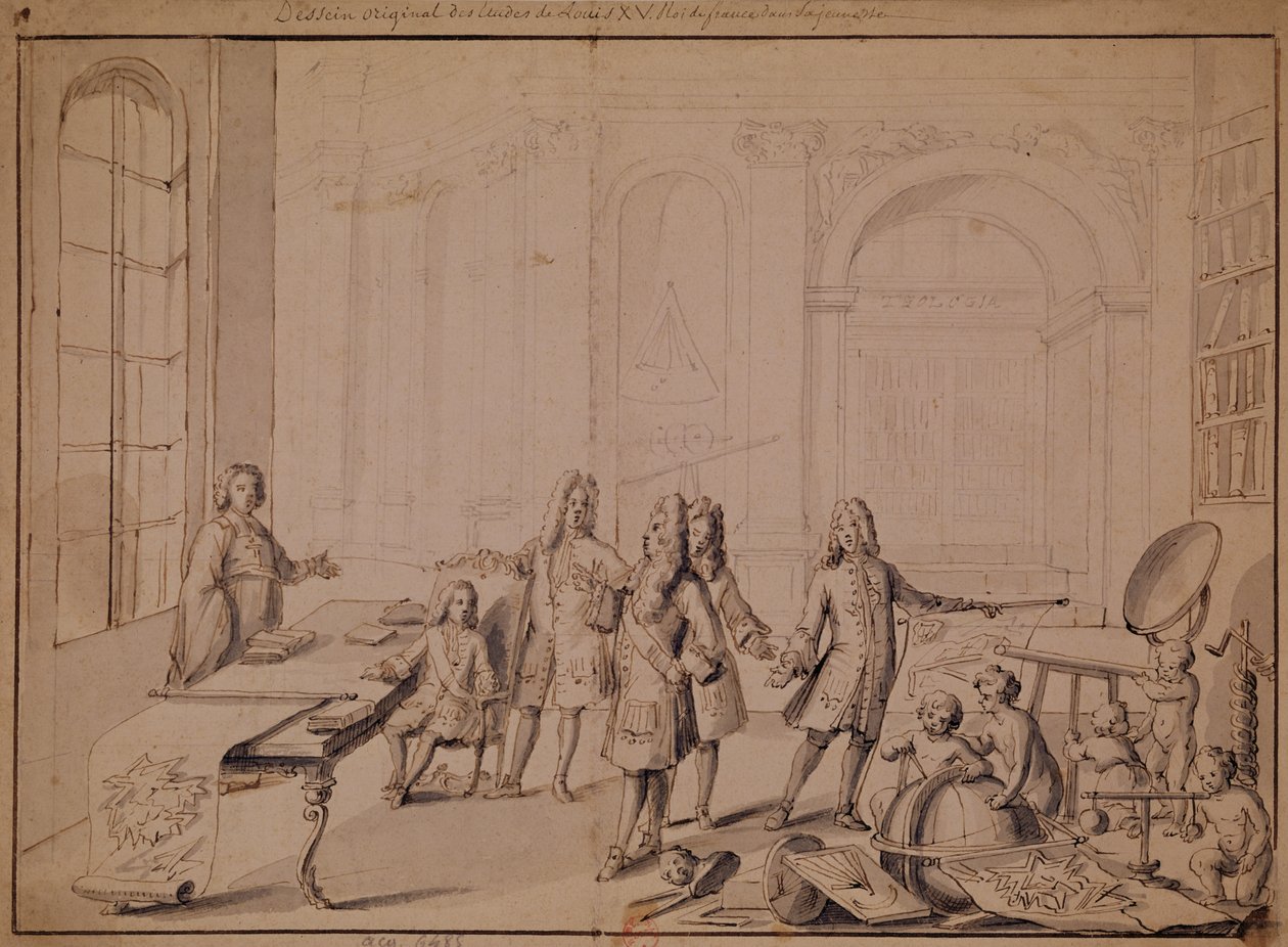 Étude pour une leçon donnée au jeune Louis XV (1710-74) - French School