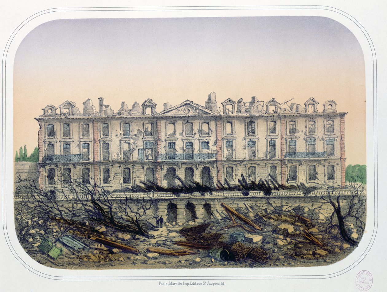 Le château de Meudon bombardé par les troupes prussiennes en 1870, vers 1871 - French School