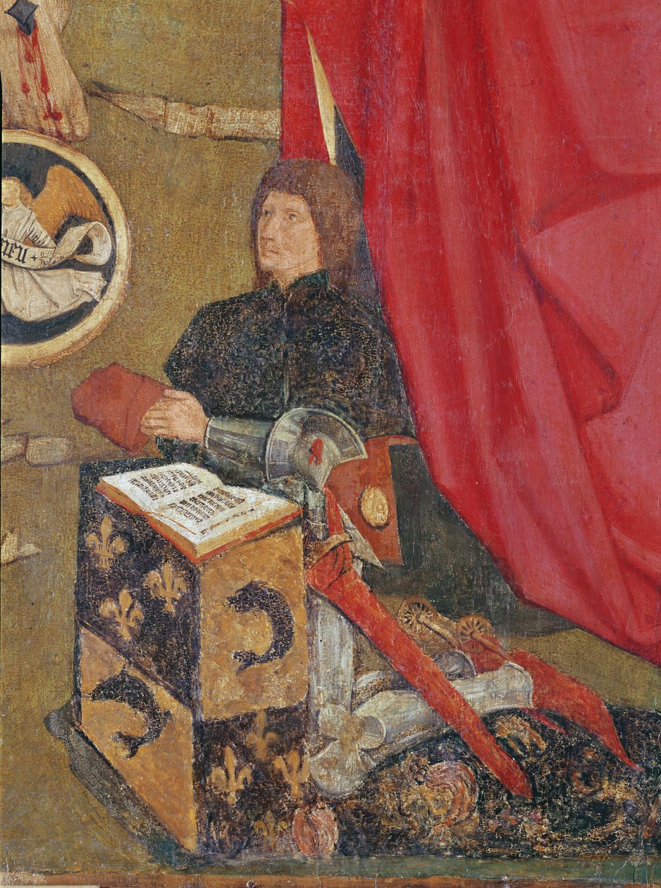 Le Crucifix du Parlement de Toulouse, détail du Dauphin, le futur Louis XI (1423-83) - French School