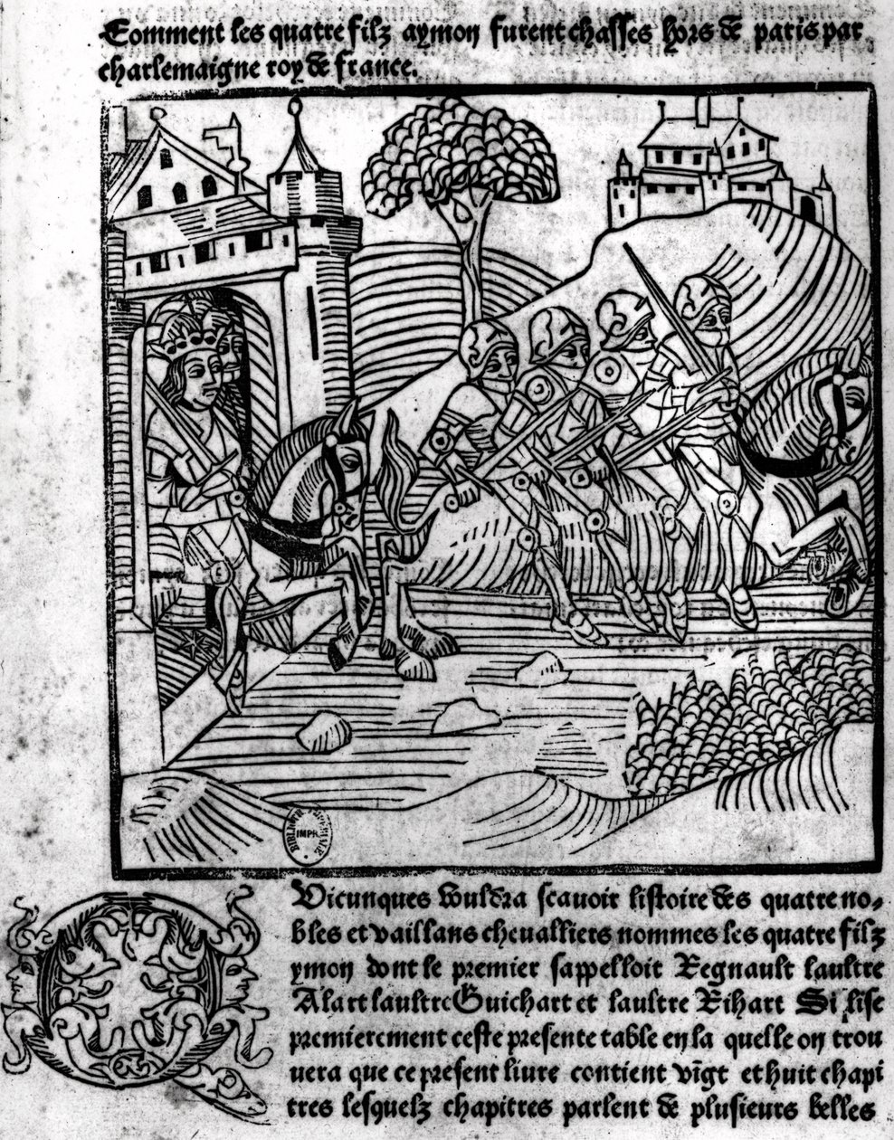 Les quatre fils Aymon sont chassés par Charlemagne (742-814), roi de France, de 