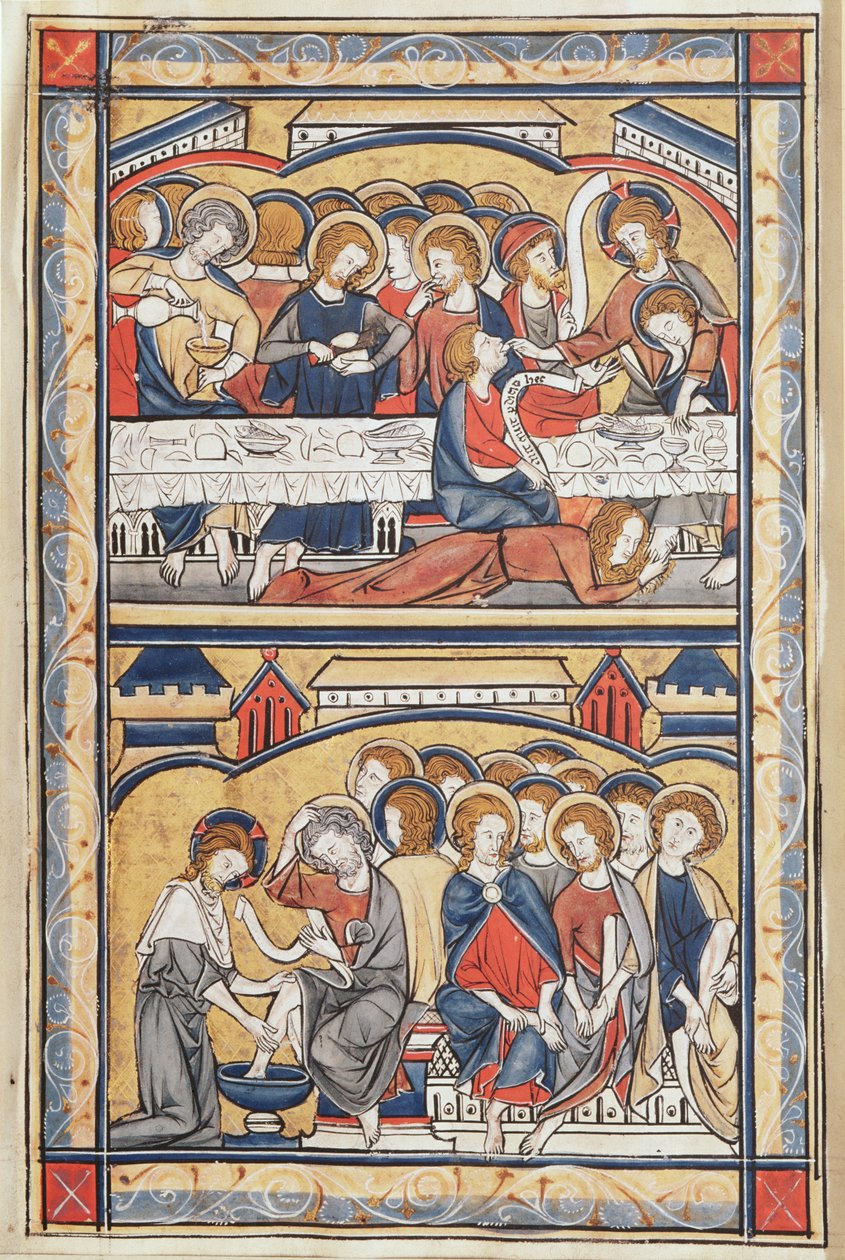 La Cène et le lavement des pieds, vers 1260 - French School