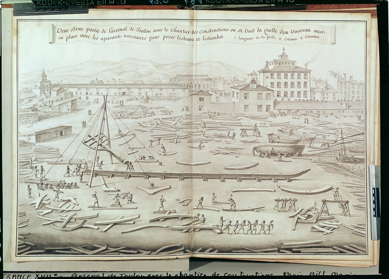 Le port militaire de Toulon et le chantier de construction - French School