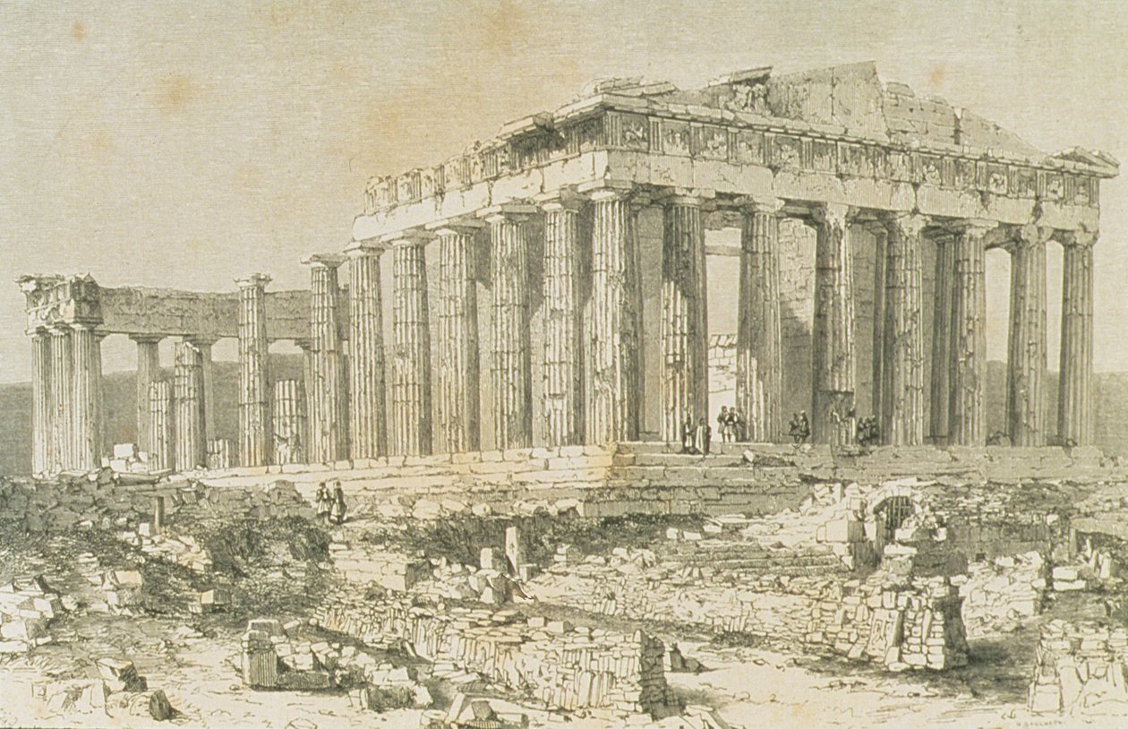 Le Parthénon, Athènes, dans les années 1860 - French School
