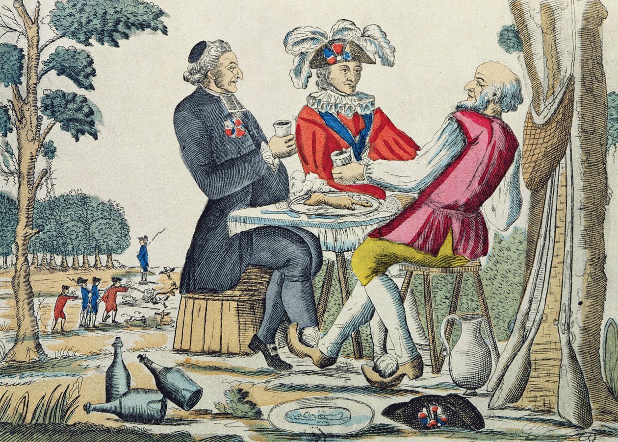 Le goûter patriotique, Réunion des trois états, 4 août 1789 - French School