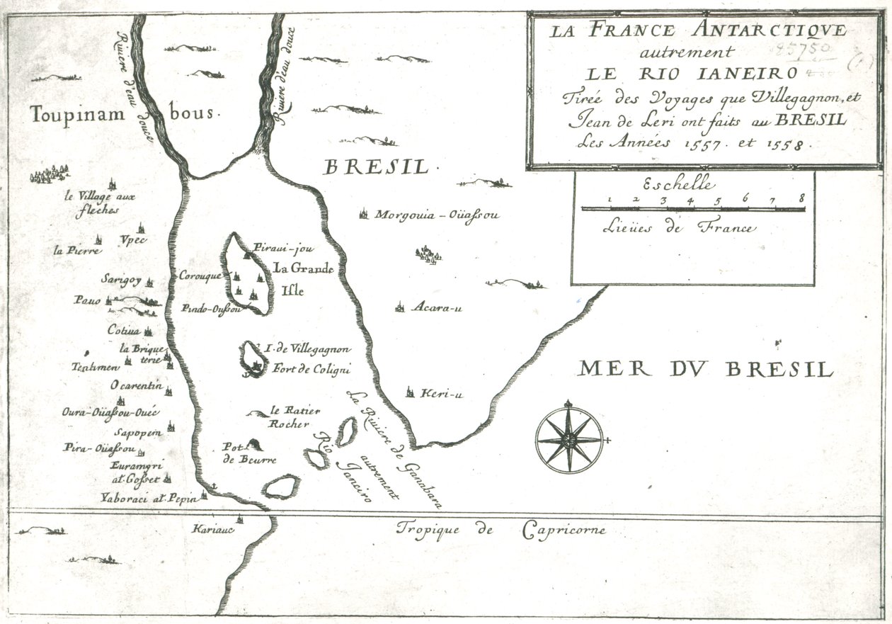 Le Rio Ianeiro, des voyages de Villegagnon et Jean le Leri au Brésil 1557-1558 - French School