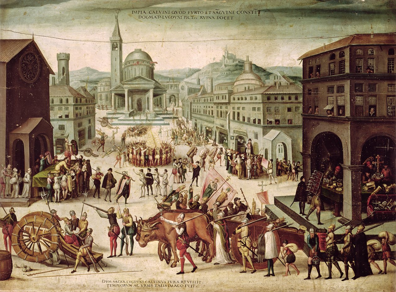 Le Sac de Lyon par le Baron des Adrets (1513-87) avril 1562 - French School