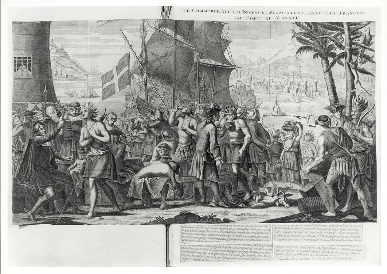 Commerce entre les Indiens mexicains et les Français au port du Mississippi - French School