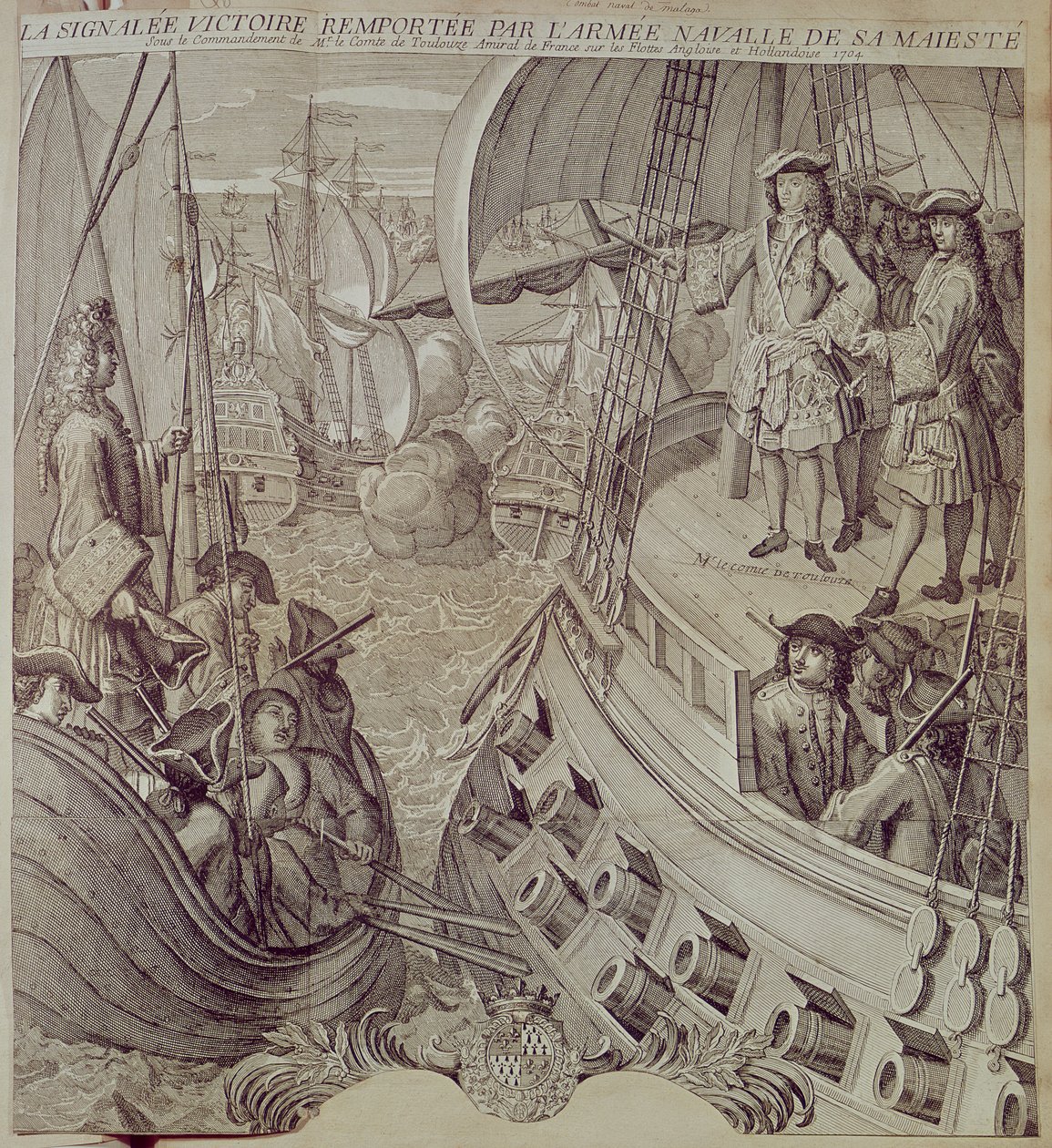 Victoire de la marine de Louis XIV (1638-1715) contre la flotte anglaise et hollandaise en 1704 - French School