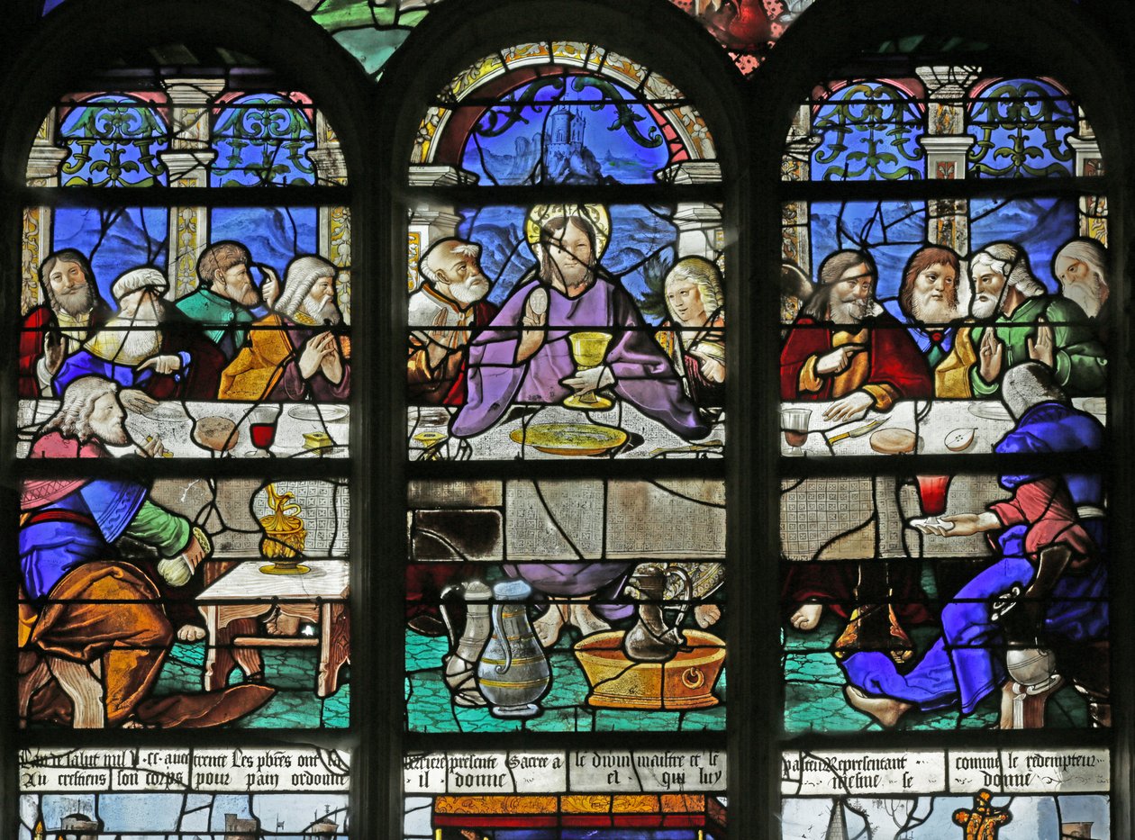 Vitrail représentant la Cène (détail), 1530 - French School