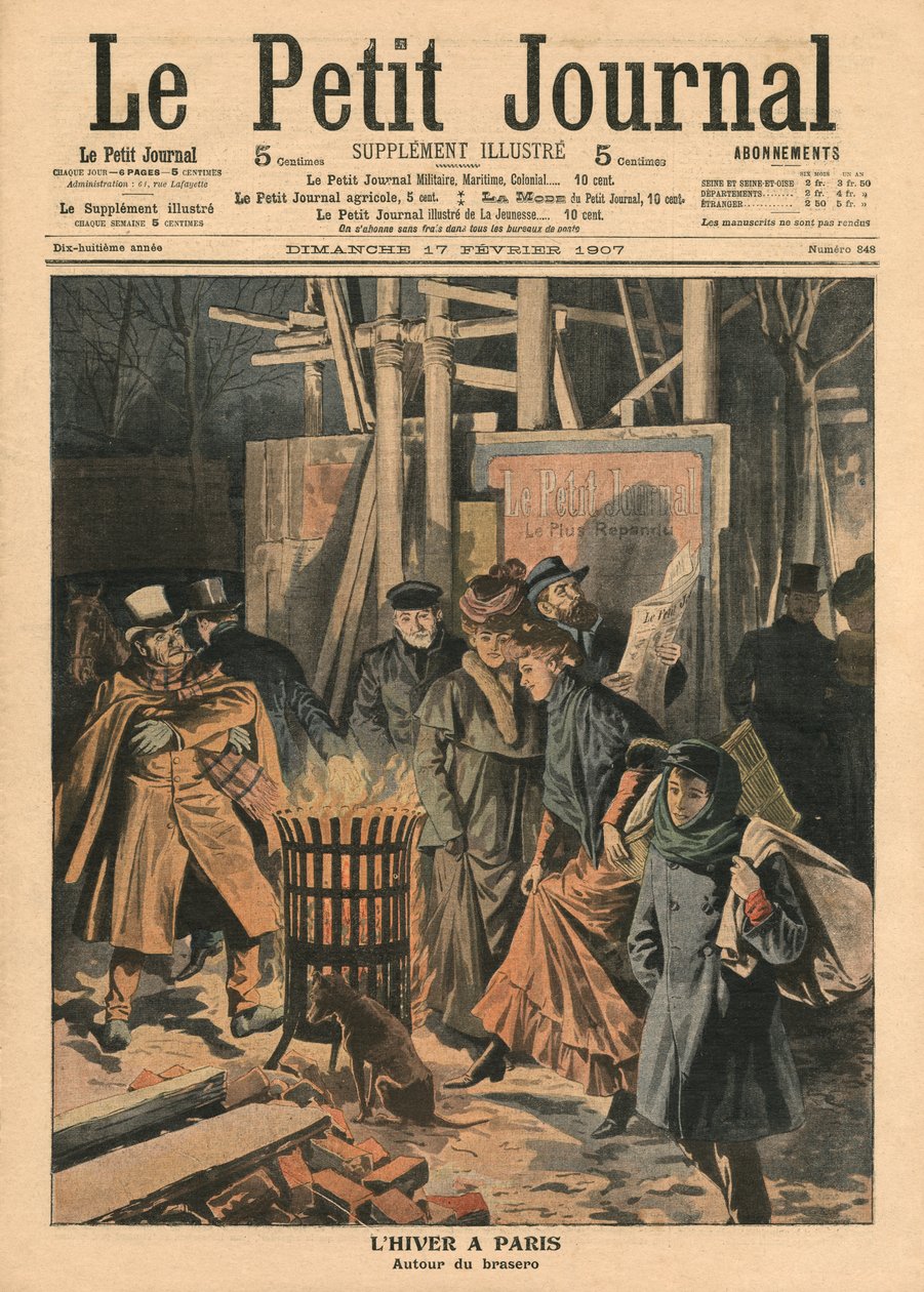 Hiver à Paris, autour du brasero, illustration du 
