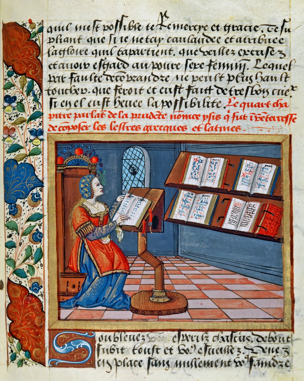 Femme illuminant le Livre des Prudents et Imprudents de Catherine d