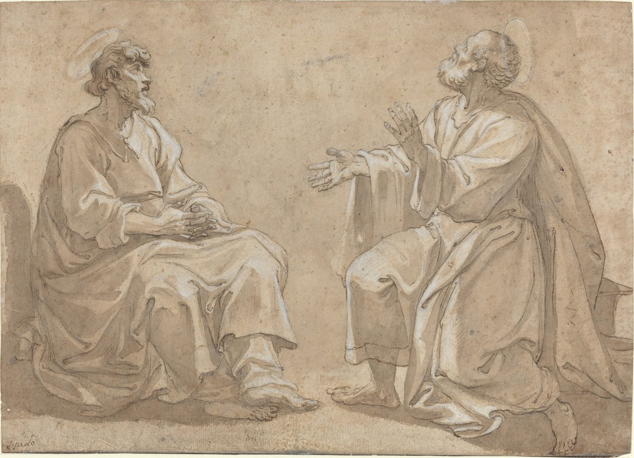 Deux saints assis - French 17th Century