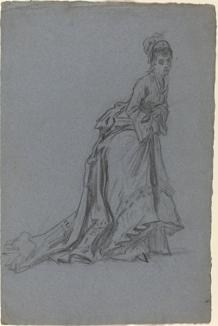 Jeune femme à la mode avançant - French 19th Century