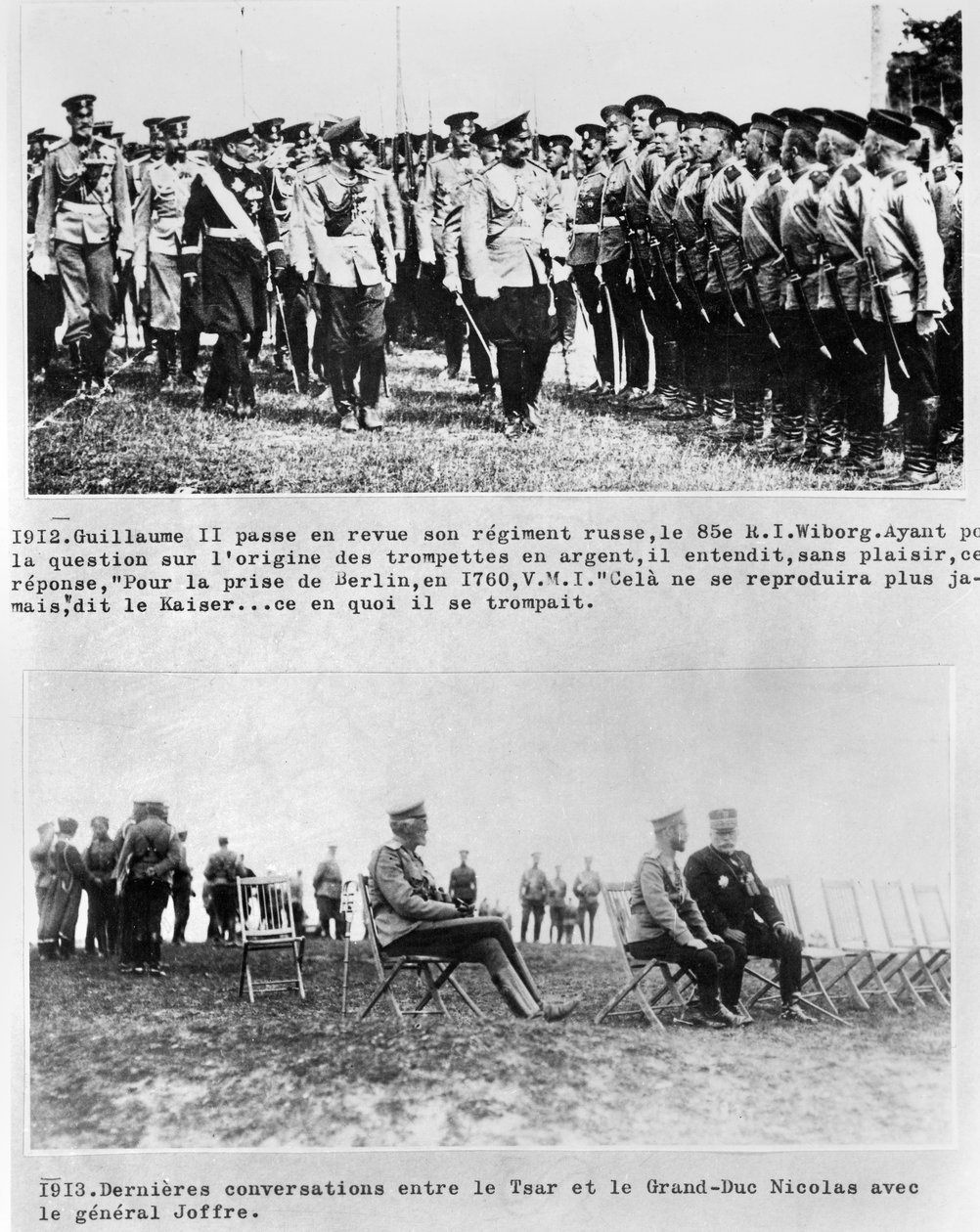 Dernières conversations entre le Tsar et le Grand-Duc Nicolas II, et le Général Joffre, 1913 - French Photographer