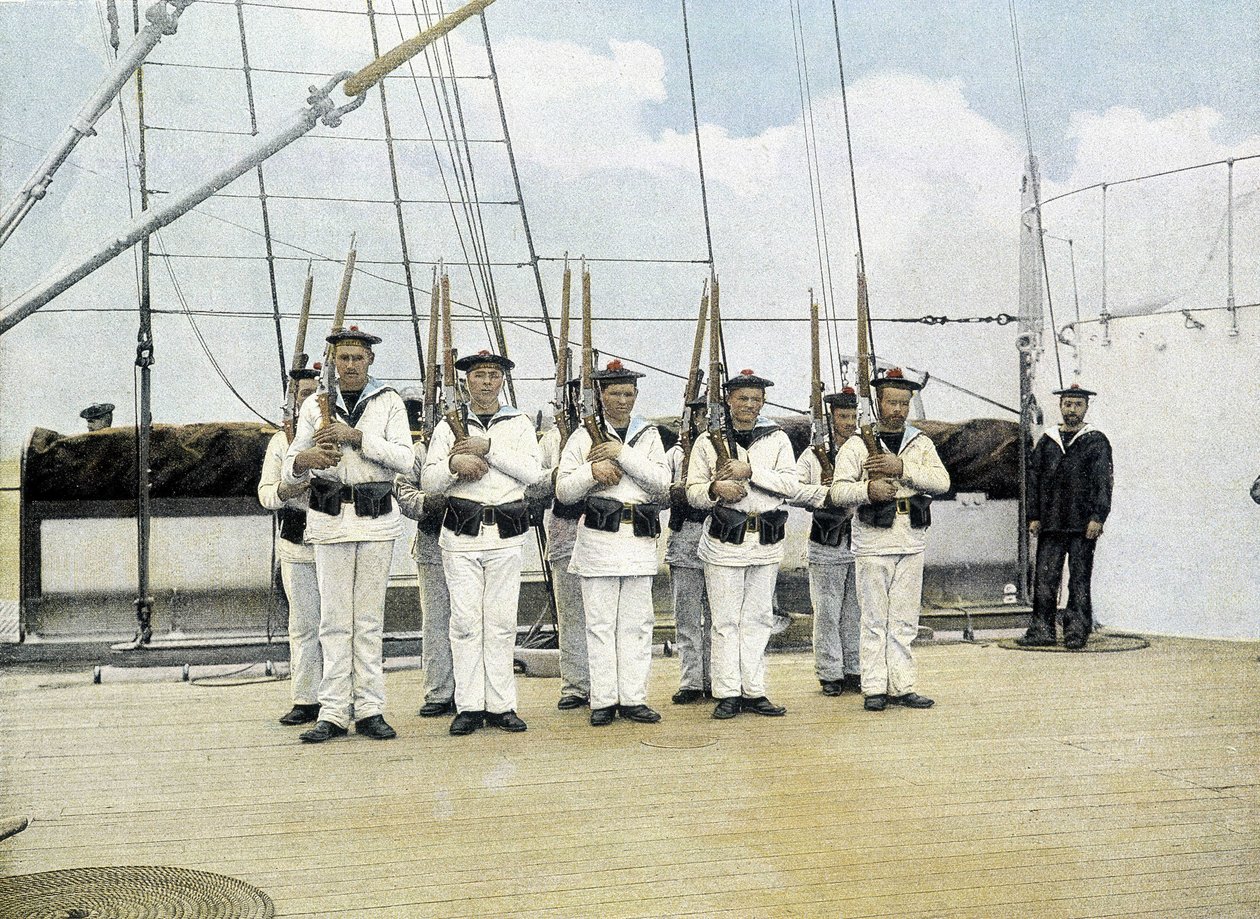 Marine française, fin du 19e siècle : exercice de fusil - Bibl. des Arts déco. - French Photographer