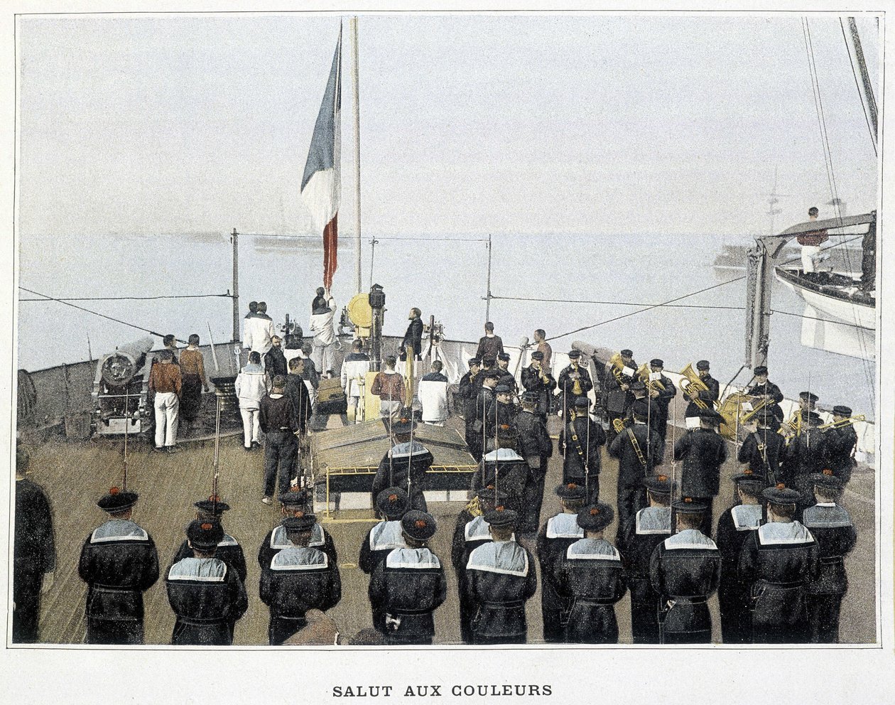 Marine française, fin XIXe siècle : salut aux couleurs - Bibl. des Arts déco. - French Photographer