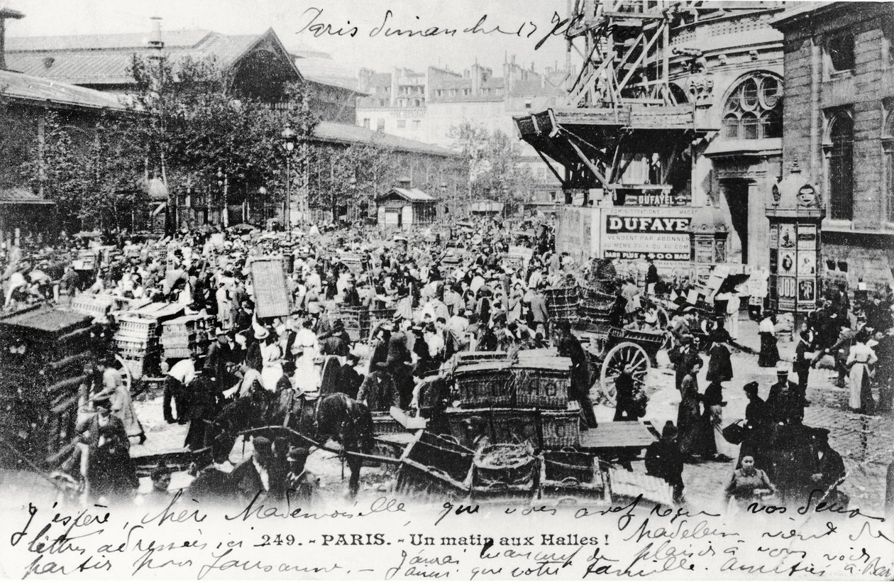 Carte postale des Halles, Paris, avant 1914 - French Photographer