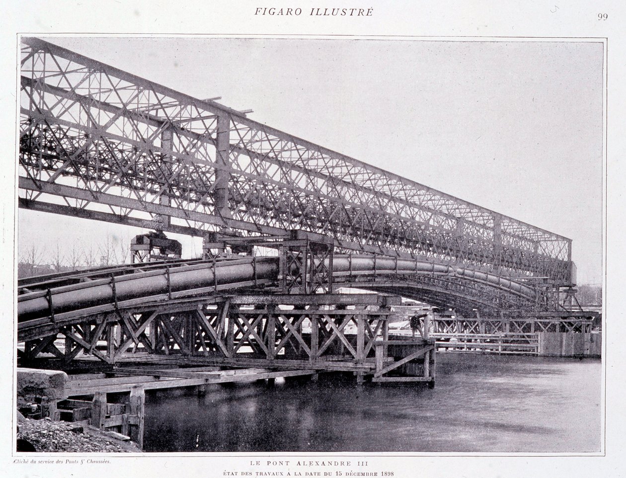 Les travaux du pont Alexandre III au 15/12/1898 - dans « Le Figaro Illustré » - French Photographer