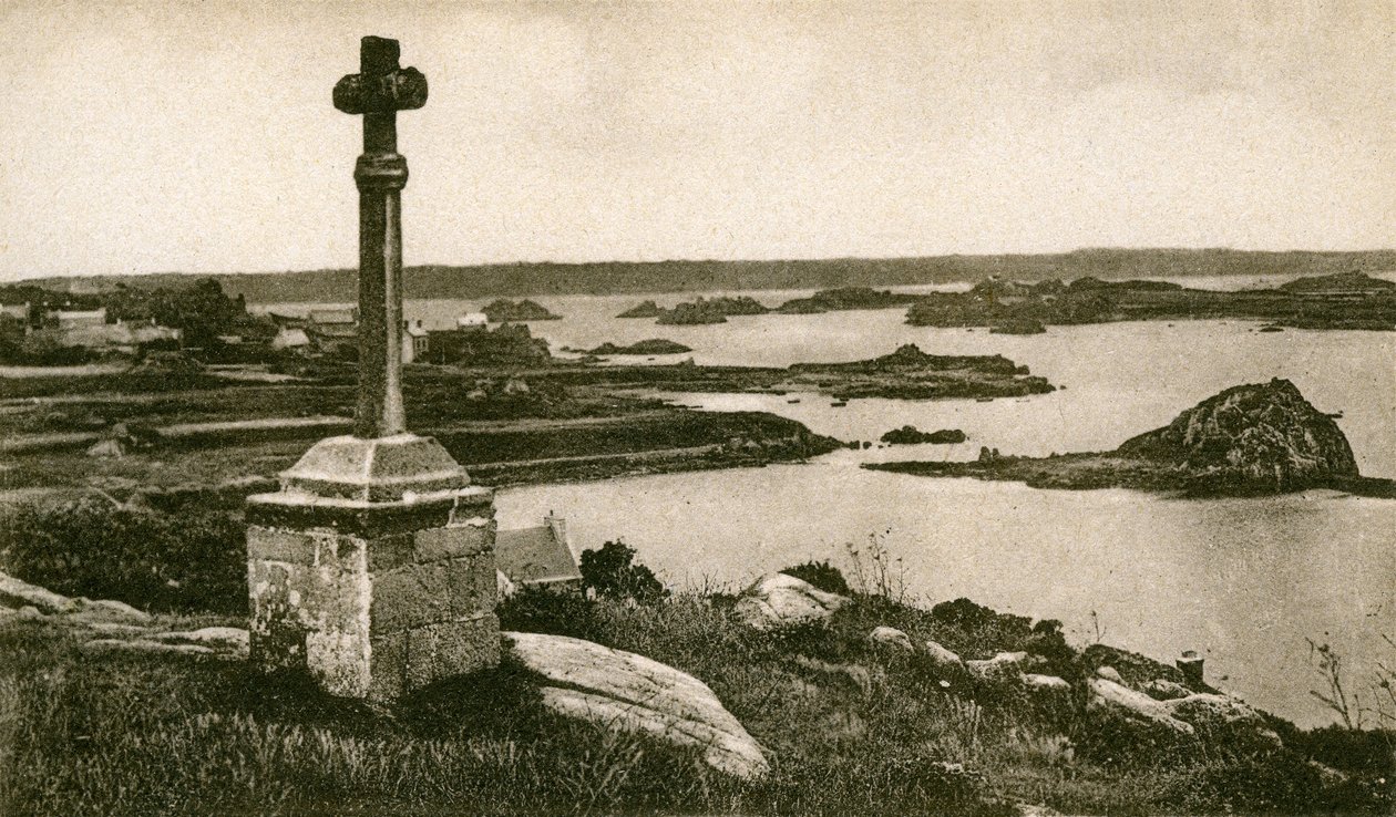 Île de Bréhat : Croix St Michel et les îlots de Kerpont, début du 20e siècle - French Photographer