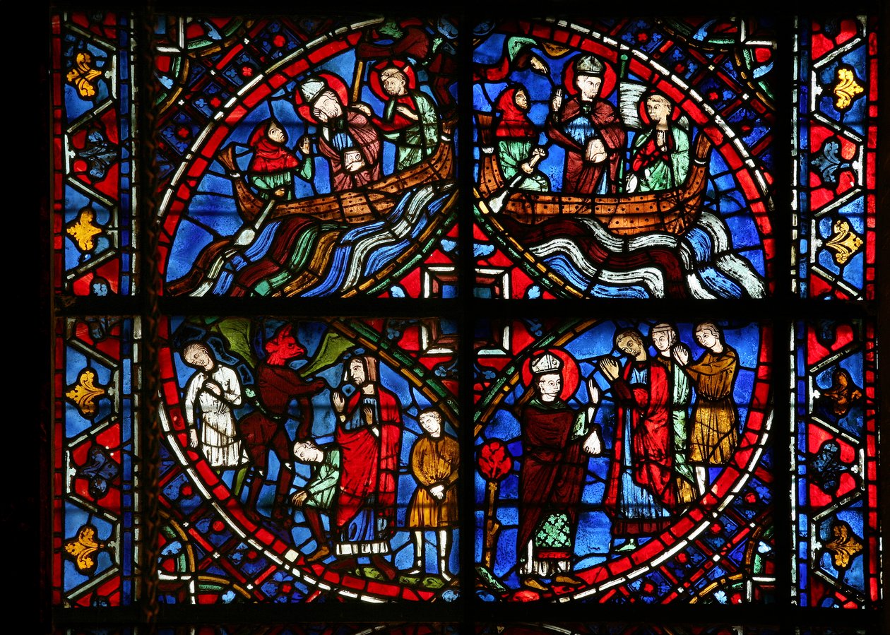 4 panneaux de la fenêtre de Saint Germain - French School