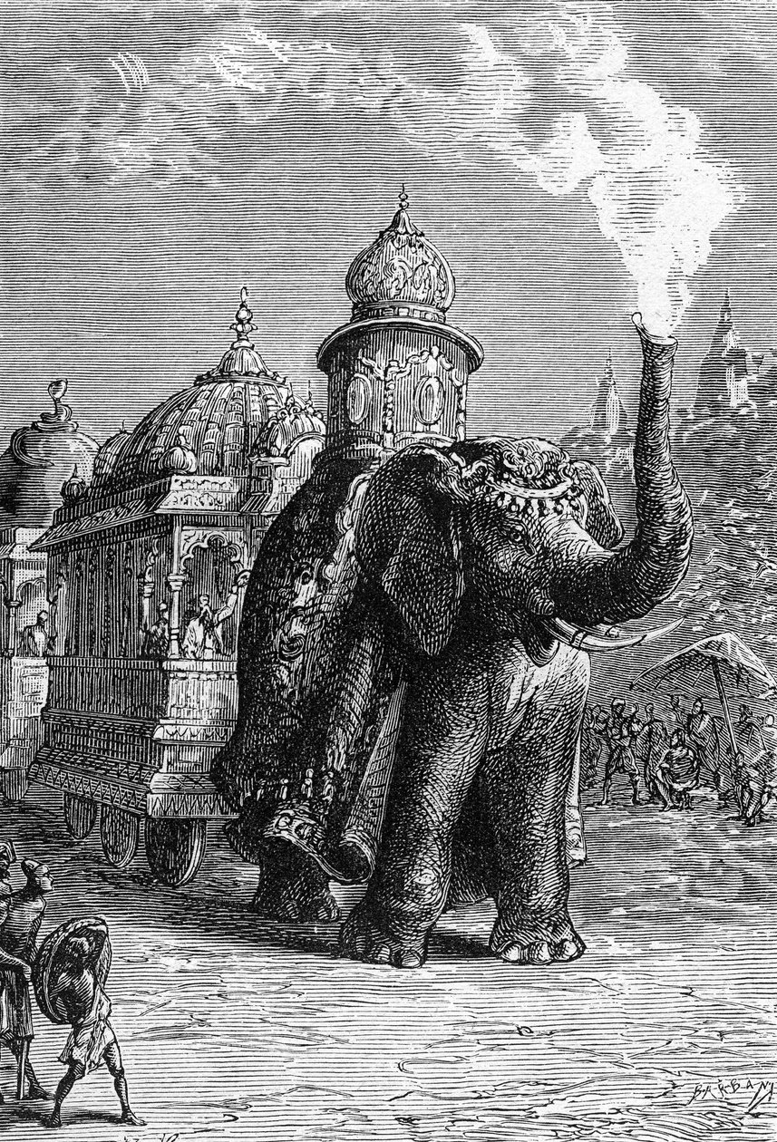 Un train fantastique, extrait de "La maison de la vapeur" de Jules Verne - French School