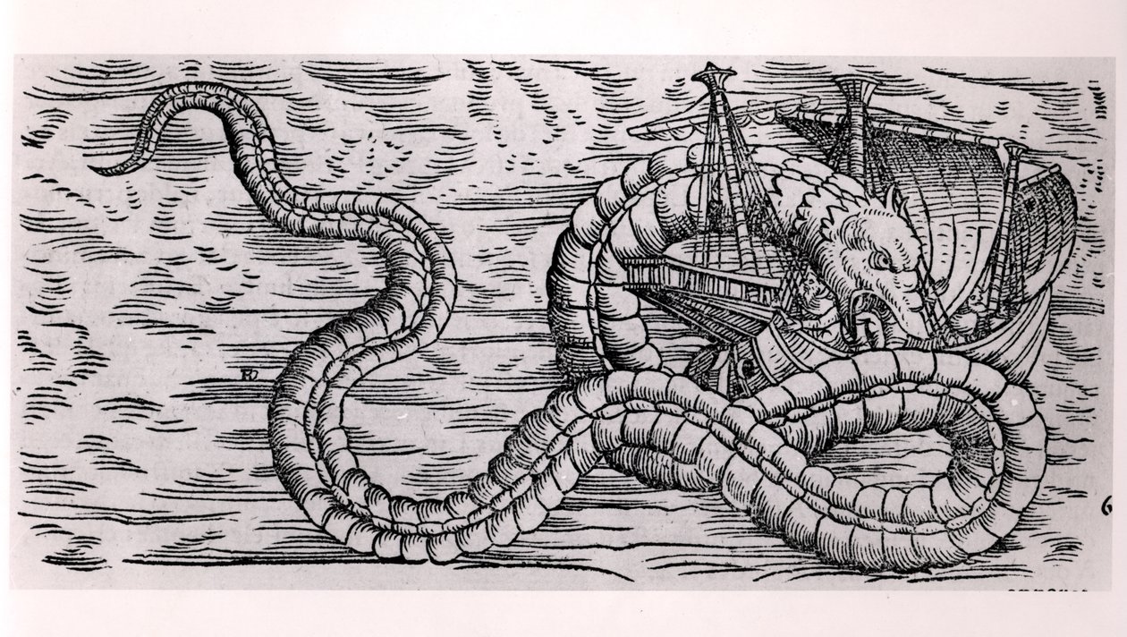 Un serpent de mer géant - French School