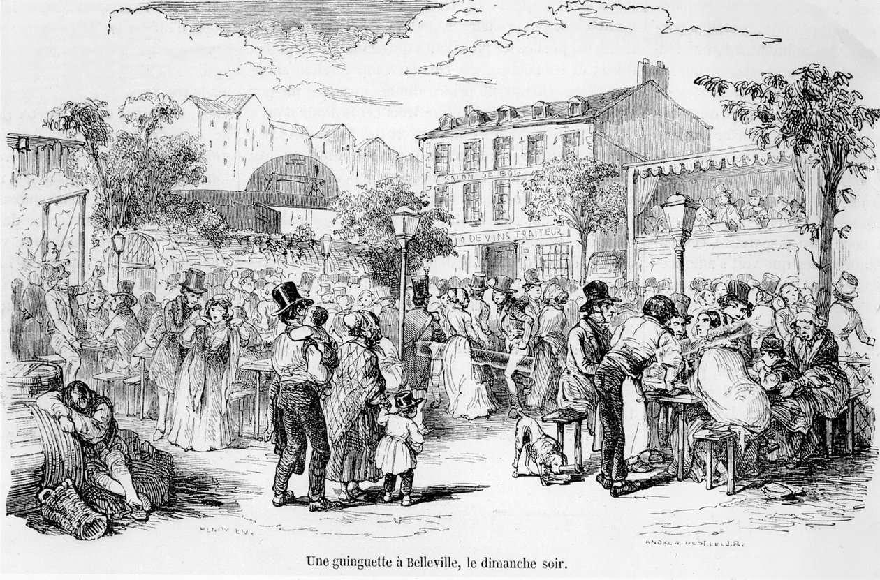 Une guinguette à Belleville le dimanche soir, de Tableau de Paris par Edmond Auguste Texier, Paris, 1852 - French School
