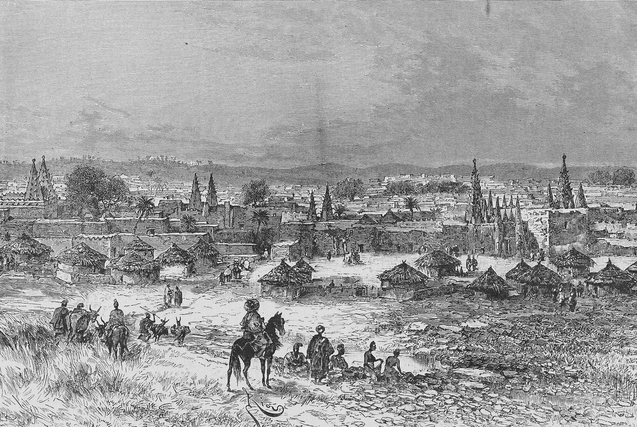 Vue de Kong, illustration de "Du Niger au Golfe de Guinée...", par Louis Gustave Binger - French School