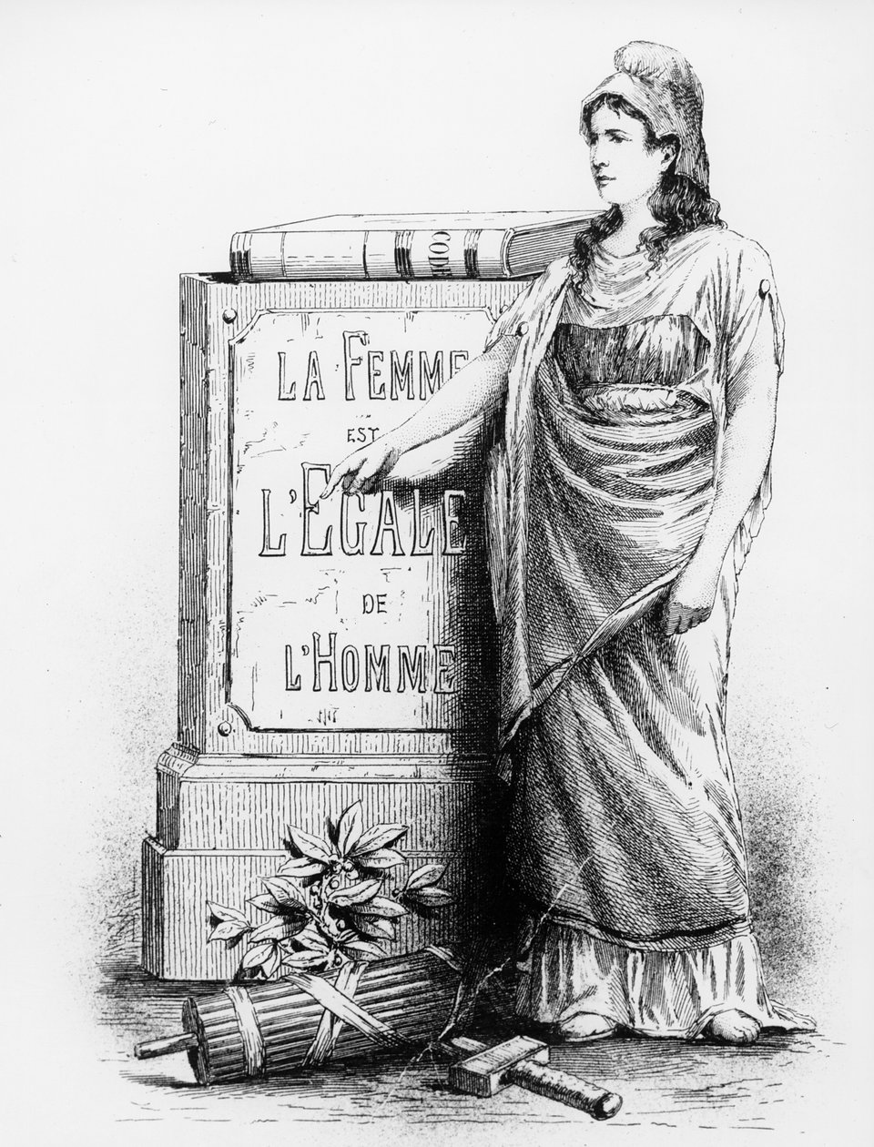 Une femme est égale à un homme, imprimé par Lemercier & Co., Paris, 1881 - French School