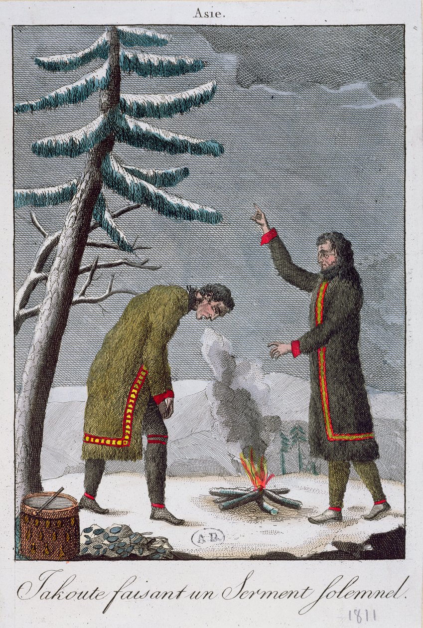 Un homme yakoute prêtant un serment solennel, 1811 - French School