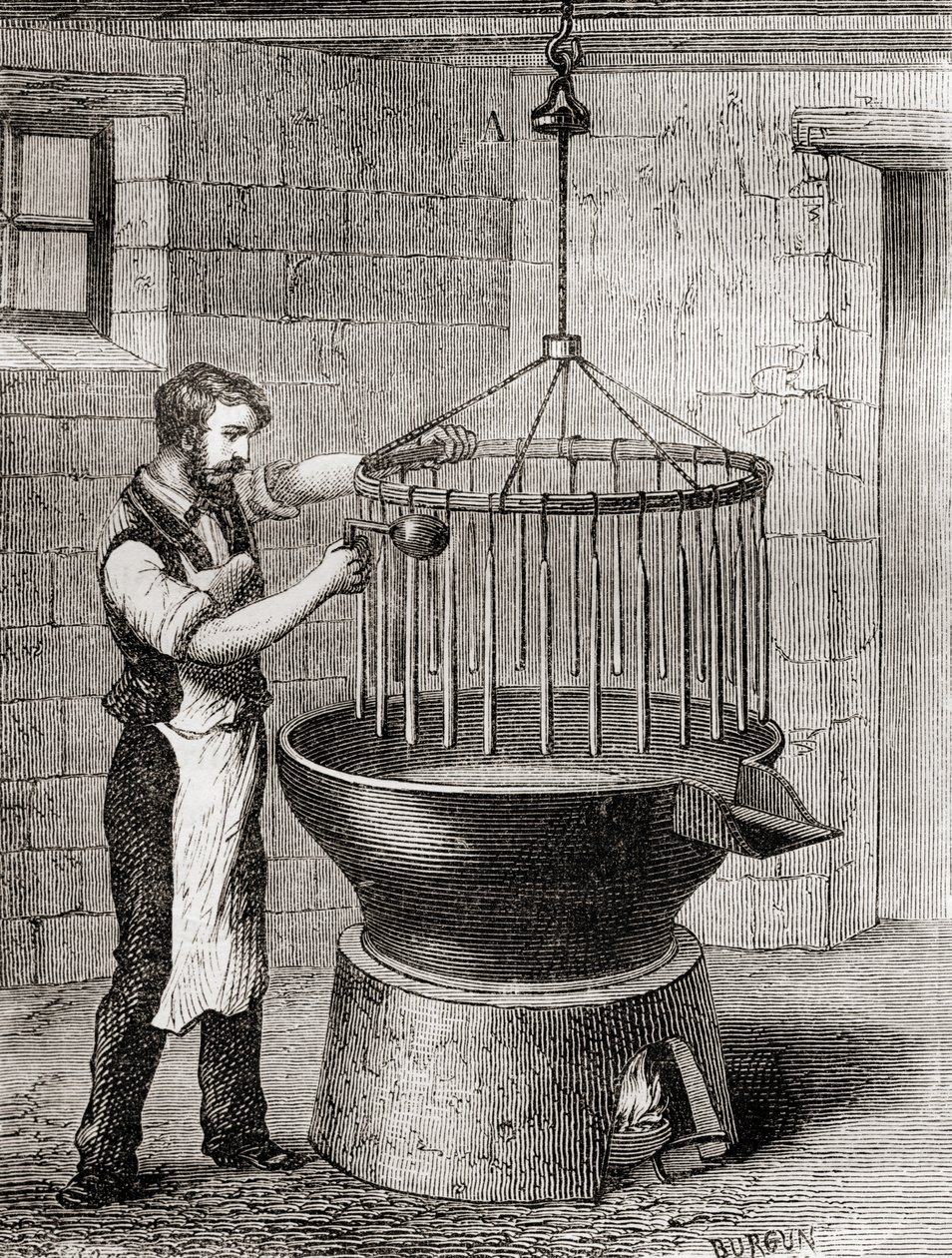 Un chandellier fabriquant des bougies au 19ème siècle, de 