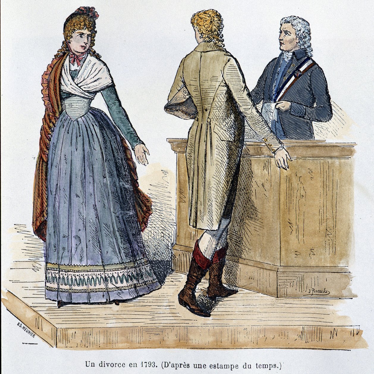 Un divorce en 1793 - dans "Paris à travers les siècles" de Kenouillac - French School