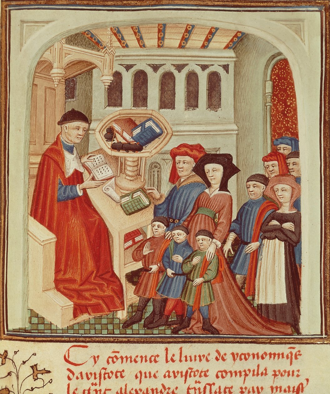Une famille devant un financier, miniature d