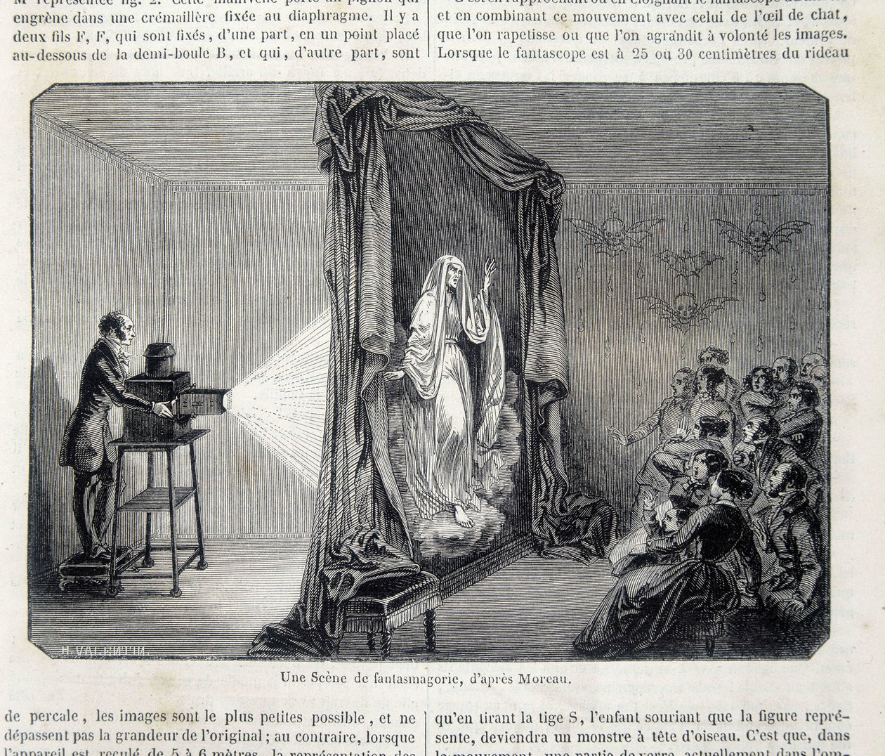 Une scène de fantasmagorie par projection - dans "Magasin pittoresque" - French School