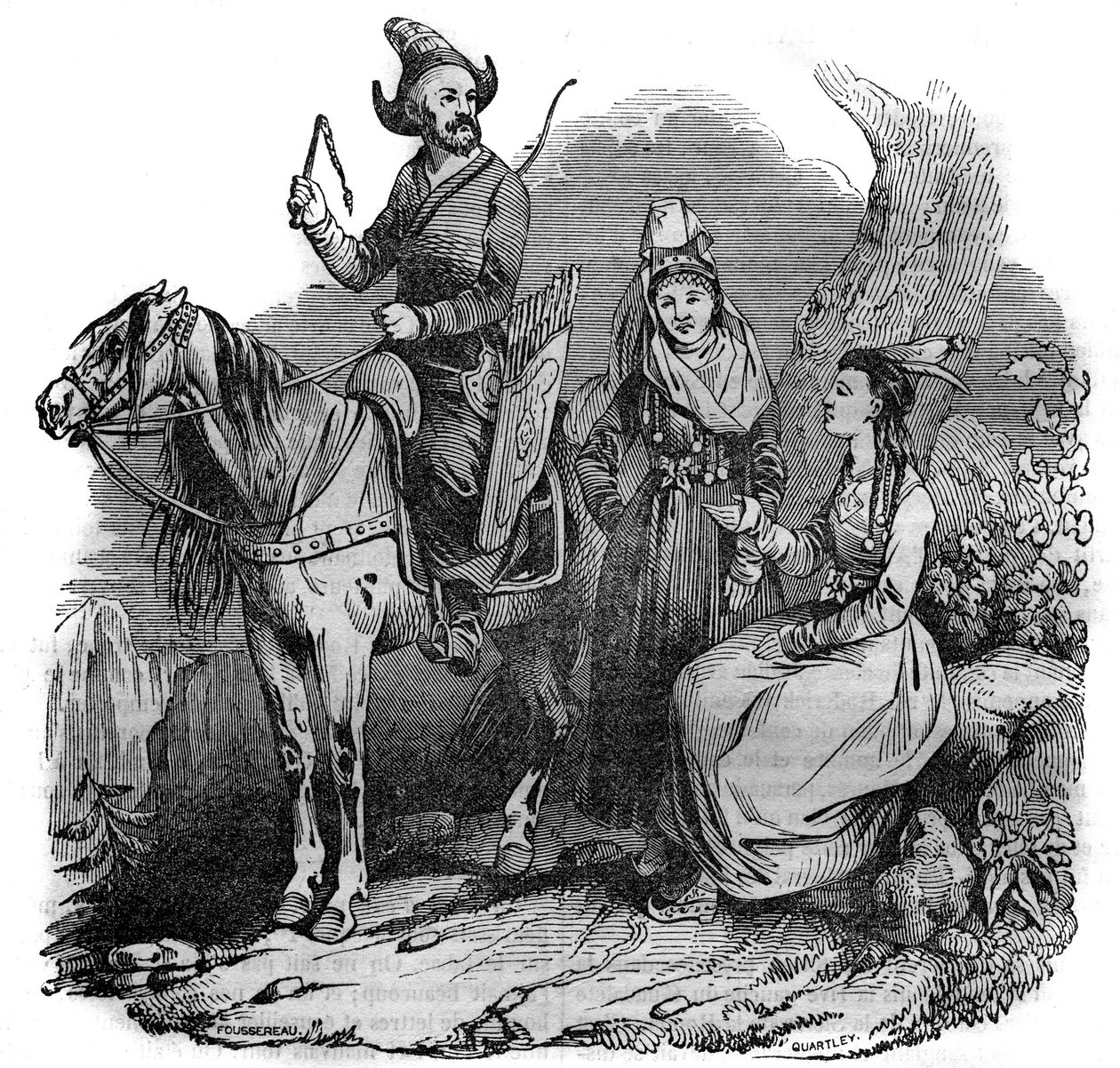 Un groupe de Cosaques kirghizes en costume traditionnel. Dans "Le magasin pittoresque" 1835 - French School