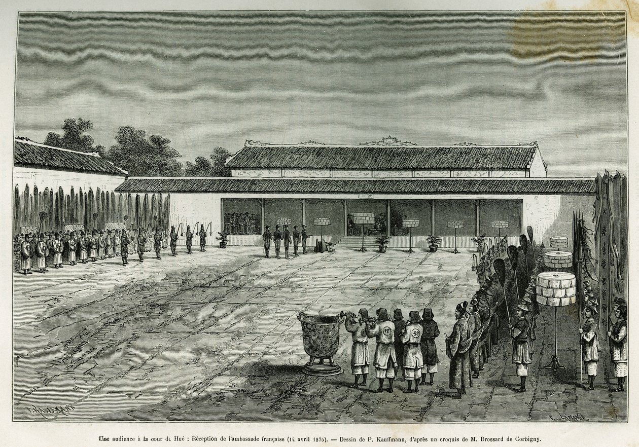 Une audience à la cour de Hué (Vietnam), réception de l