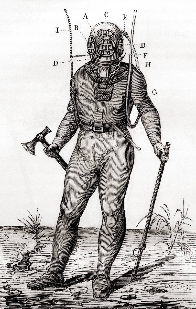Un scaphandre standard breveté par Joseph-Martin Cabirol en 1855, de 