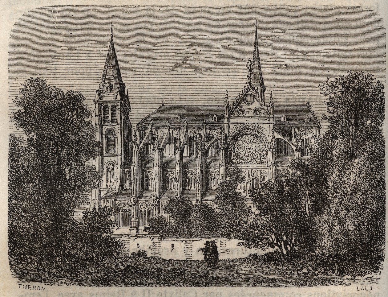 Abbaye Saint-Victor de Paris, fondée au 12e siècle - gravure dans 